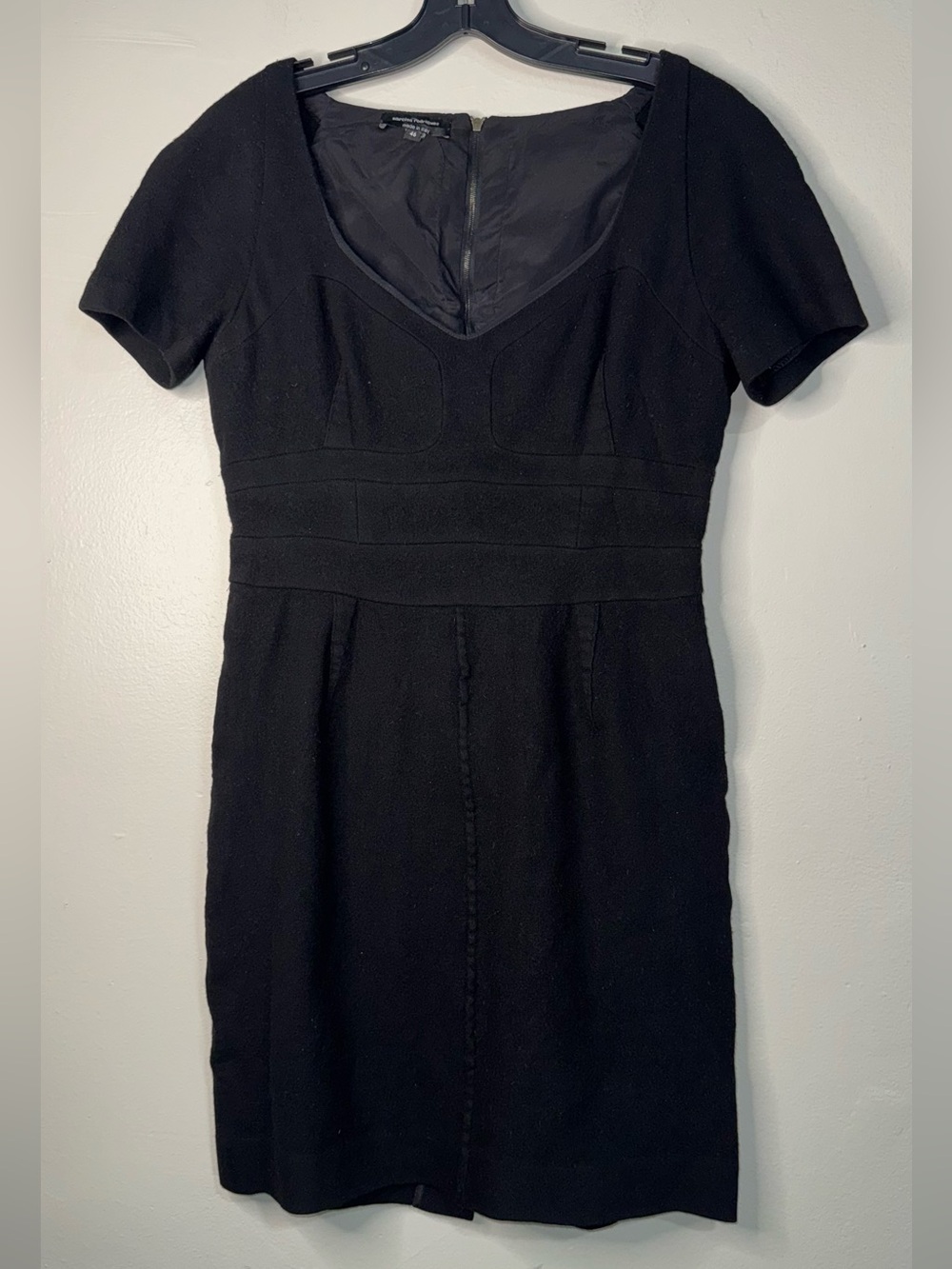 Narciso Rodriguez Black V-Neck Short Sleeve Mini Dress